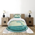 thumbnail image 4 of Ambesonne Dolphin Quilted Bedspread Set 2 Pcs, Mammal Jumping out Sea, Twin Size, Teal Yellow Black, 4 of 5