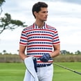 thumbnail image 3 of Picia Stars And Stripes Print Men's Polo Shirt, Two-Button Closure Pique Polo Shirt, Summer Fashion Golf Shirt-Small, 3 of 6