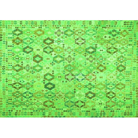 Ahgly Company Indoor Rectangle Southwestern Green Country Area Rugs, 2' x 3'