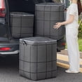 thumbnail image 2 of SharkTRUE Grey Checkered 180L Extra Large Clothes Storage Bin for Moving and Organization, 2 of 7