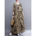thumbnail image 3 of Women Vintage Dress Long Sleeve Printed Oversized Boho Casual Holiday, 3 of 8