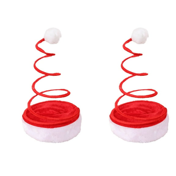 Qiysamall 2-Pack Christmas Santa Spiral Spring Party Hats Festive Holiday Headdress Photo Props Xmas Favors