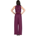 thumbnail image 3 of KOH KOH Long Pants Jumpsuit Formal One Piece Cocktail Evening Fall Dressy Pantsuit Romper Workwear Casual Outfit Tall Sleeveless Playsuit For Women Plum Dark Purple XX-Large US 18-20 NT202, 3 of 4