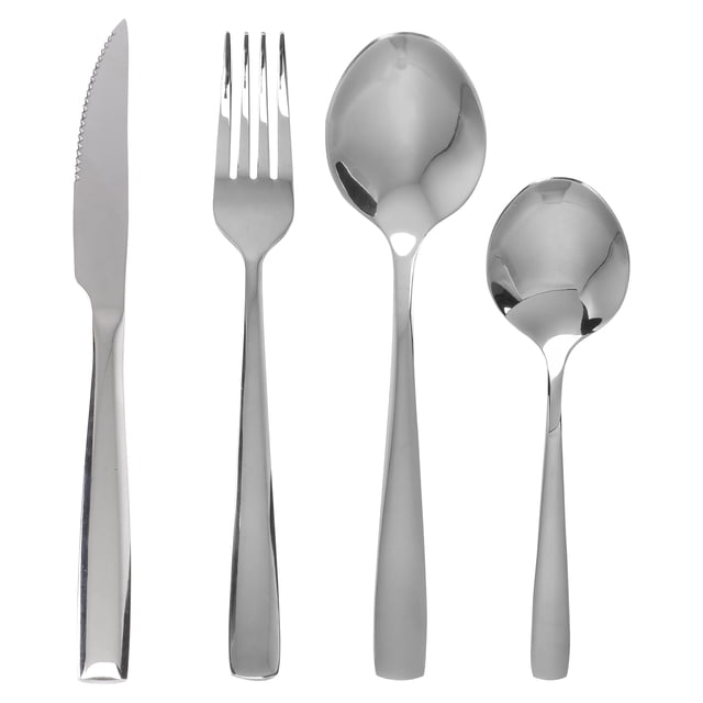 Juego de cubiertos para cena, vajilla de acero inoxidable 316, tenedor, cucharas, apto para lavavajillas (plateado)