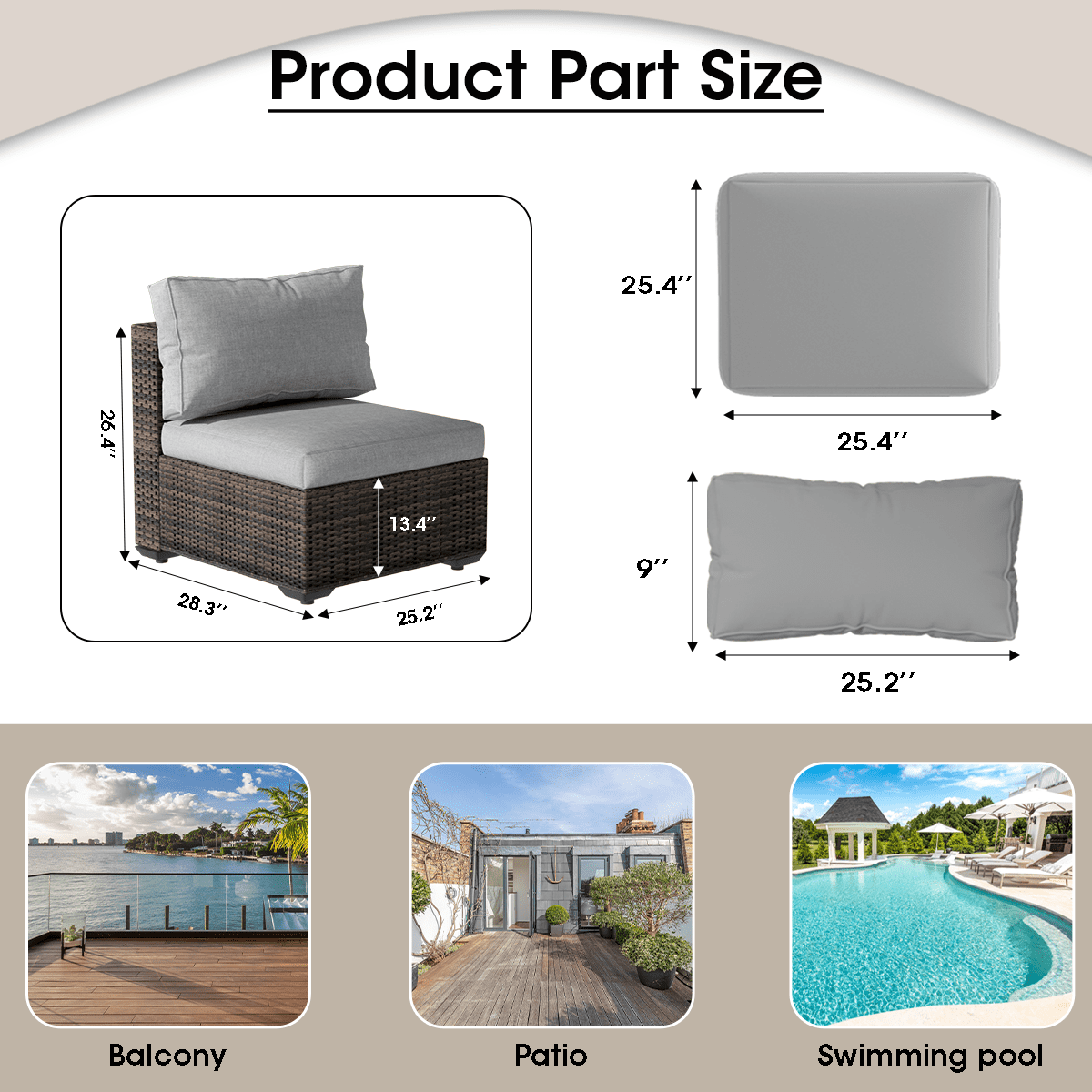 Gaildon 7 Piece Patio Furniture Set with Fire Pit Table, All Weather Outdoor Sectional PE Rattan, Patio Conversation Sets with Cushions and Glass Coffee Table for Garden Lawn Balcony Porch Deck, Grey