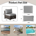 thumbnail image 5 of Gaildon 7 Piece Patio Furniture Set with Fire Pit Table, All Weather Outdoor Sectional PE Rattan, Patio Conversation Sets with Cushions and Glass Coffee Table for Garden Lawn Balcony Porch Deck, Grey, 5 of 10