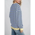 thumbnail image 4 of Sherrylily Women's Oversized Striped Sweatshirt Color Block Crew Neck Long Sleeve Casual Loose Y2K Pullover Top, 4 of 5