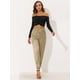thumbnail image 3 of Pantalones cargo de satén sedoso de tiro alto elástico con cordón para mujer Caqui XL, 3 of 6