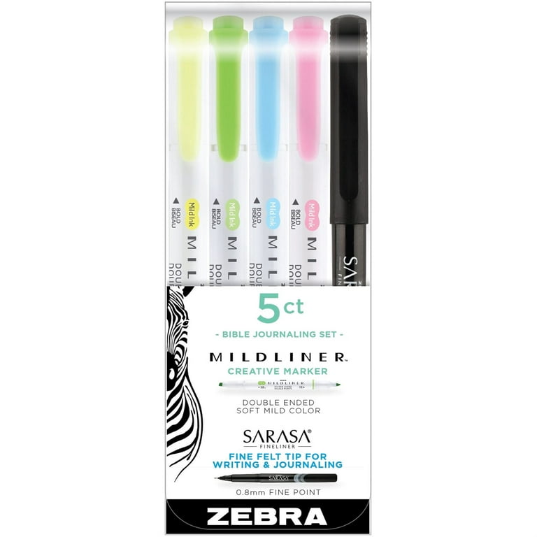Zebra Mildliner Double Ended Highlighters And Fine Liner 5 Per Pkg Assorted  Colors