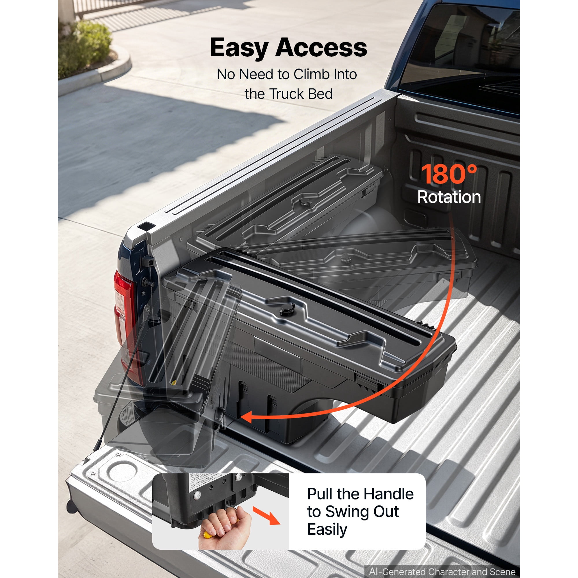 KFFKFF Truck Bed Storage Box, 6.6 Gal/25 L Waterproof ABS Wheel Well Tool Organizer with Combination Lock, Fits 2002-2018 Dodge Ram 1500 2500 3500, Driver Side Left (Drilling Needed)