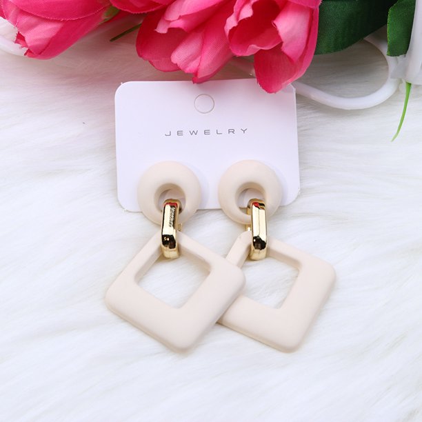 Pendientes huecos de diamantes de colores Pendientes acrílicos Pendientes a presión de moda simples Accesorios para las orejas para mujer