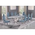 thumbnail image 2 of Silver Stainless Steel 9 Piece Dining Set with Marble Table and Teal Chairs, 2 of 4
