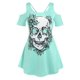 thumbnail image 1 of Camiseta de Talla Extra con Estampado de Flores de Calaveras Rosegal  Camisetas tallas grandes, 1 of 5