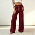 thumbnail image 4 of Resicozy Womens Wide Leg Sweatpants High Waisted Baggy Drawstring Joggers with Pockets Casual Lounge Wear Wine L, 4 of 5