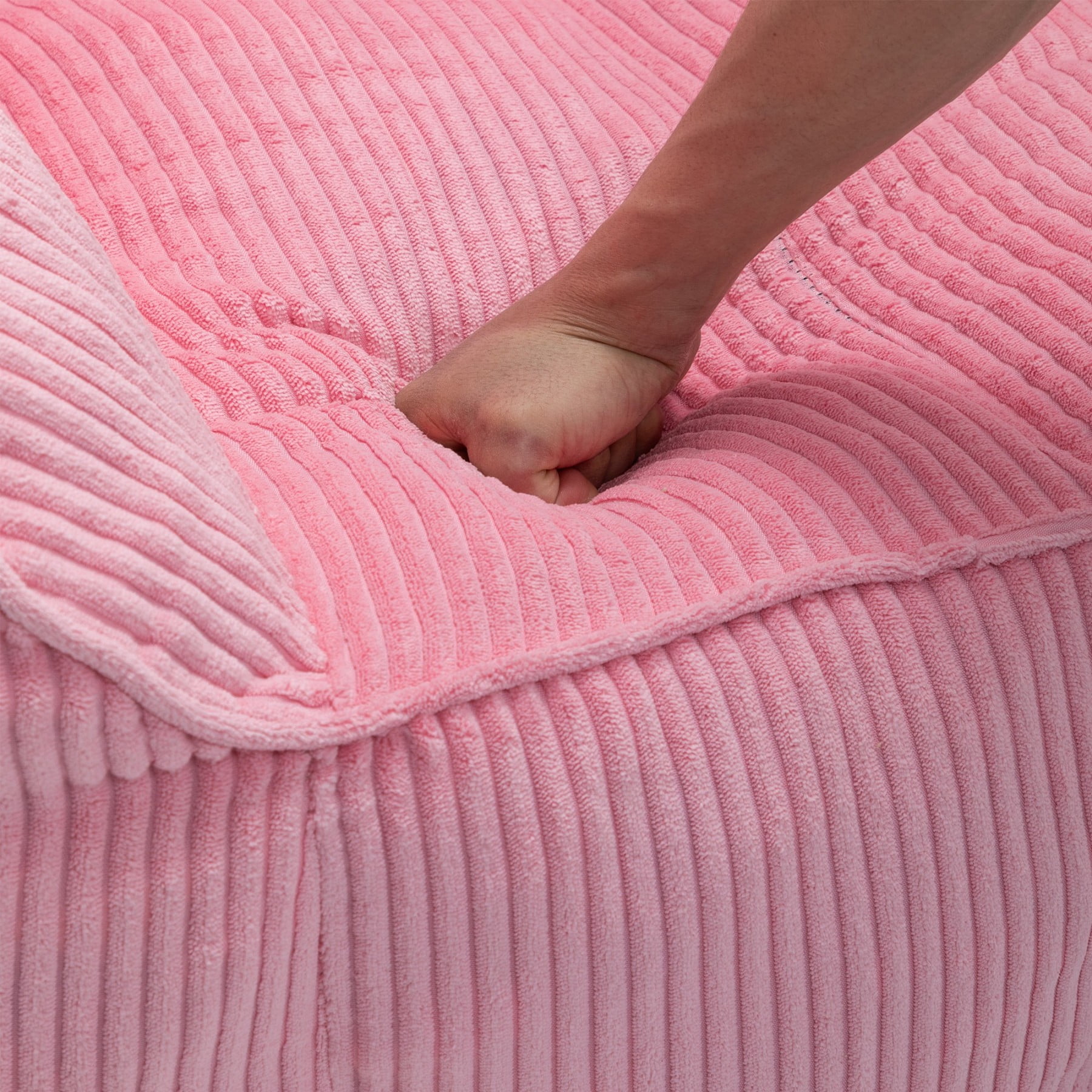 Giant Bean Bag Chair Sofa for Adults & Teens, Corduroy Bean Bag Couch with Armrests & Filler Included, Pink