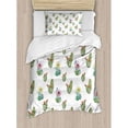 thumbnail image 3 of Ambesonne Thorny Vintage Hawaiian Nature Flourishing Succulents and Cactus Bouquets Duvet Cover Set, 3 of 3