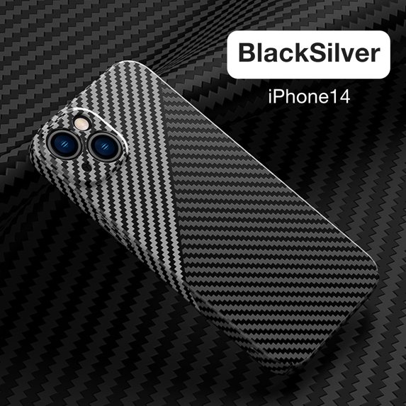 SaniMore for iPhone 14 6.1" 2022 Slim Case Carbon Fiber Support Wireless Charging Shockproof Anti-drop Lens All-inclusive Heavy Duty Protective Anti-fingerprint Magnetic Case For iPhone 14,Blacksilver