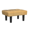thumbnail image 4 of Taburete otomano HOUCHICS con patas de madera de terciopelo, amarillo, paquete de 1, 4 of 9