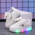 thumbnail image 3 of Dakaela Boys Girls Light up Shoes Toddler Baby LED High Top Sneakers 12-18 Months 3T 4T 5T Bowknot Walking Ankle Boots White 6.5, 3 of 5