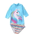 thumbnail image 1 of HAWEE Little Girls Two Pieces Rash Guard Swimsuit Set Long Sleeve Print Bikini Bathing Suit UPF50+ Beach Swimwear, 1 of 4