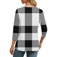 thumbnail image 5 of WRKEKC 3/4 Length Sleeve Womens Tops V Neck Plaid Print Loose Fit Comfortable Casual T-Shirts for Women, 5 of 7