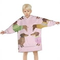 thumbnail image 3 of Colorful Funny Dachshund Blanket Hoodies for Kids 6-13YR Oversize Wearable Blanket Hoodies for Boys Girls Teens, 3 of 7