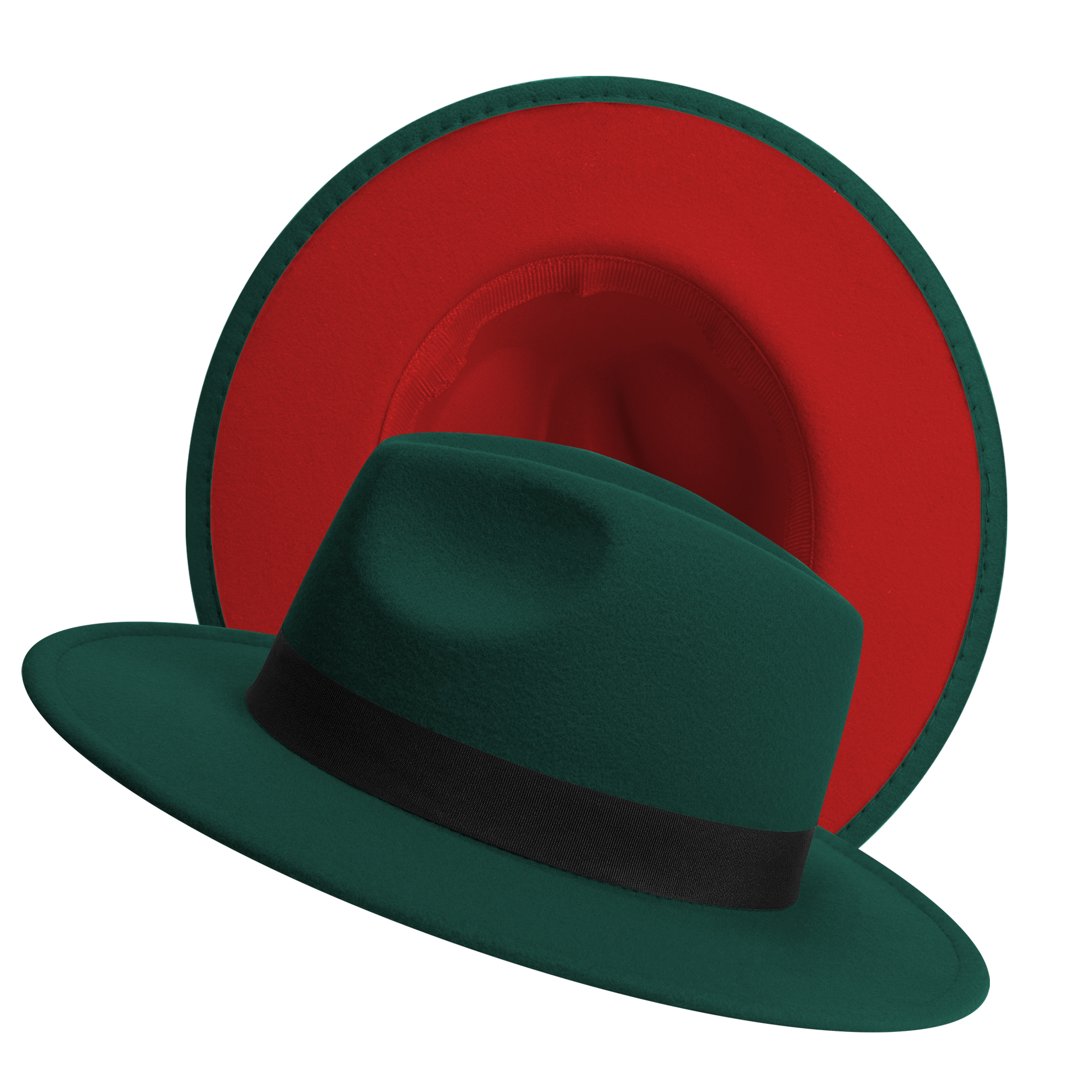Mens/Womens Felt Fedora Hats Two Tone 