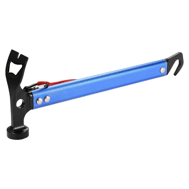 Accesorio de herramienta de supervivencia para acampar con martillos y abridor de botellas multifuncional con Azul