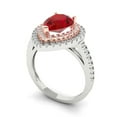 thumbnail image 2 of 2.48 ct Pear Cut Simulated Ruby with Simulated Diamond Halo Accents 14K White/Rose Gold Womens Engagement Ring, 2 of 5