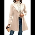 thumbnail image 3 of Abrigo de Invierno de Mezcla de Lana Color Camel para Mujer, Hasta la Rodilla, con Solapa y Muesca, Chaqueta de Abrigo con Botonadura Única Albaricoque M, 3 of 9