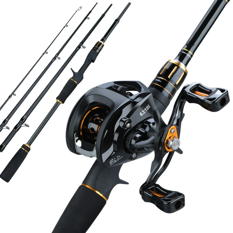 Sougayilang 2.1m/2.4M Baitcast Rods Combos with 4 Section Casting Fishing  Rod and 13BB Casting Reel 