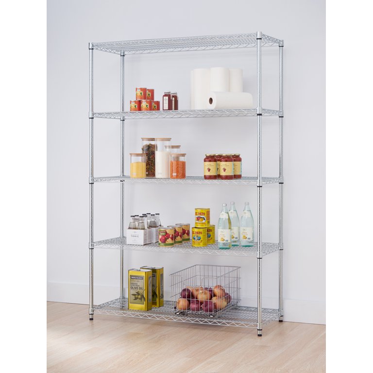 TRINITY EcoStorage 5-Tier Wire Shelving Rack with Wheels , 36 x