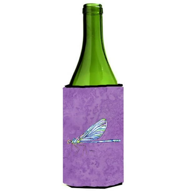 Libellule sur le Manchon de Bouteille de Vin Violet - 24 oz.