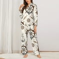 thumbnail image 2 of Gukieu Anchor with Rope Print Women's Long Sleeve Pajama Set, Button Top Elastic Pocket Pajama Pants Two Piece Set Home Wear-Small, 2 of 7