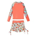 thumbnail image 4 of YEAHDOR Kids Girls 2 Pieces Swimsuit Rashguard Long Sleeve Swimming Shirt Tops with Side Drawstring Shorts Orange 12, 4 of 7