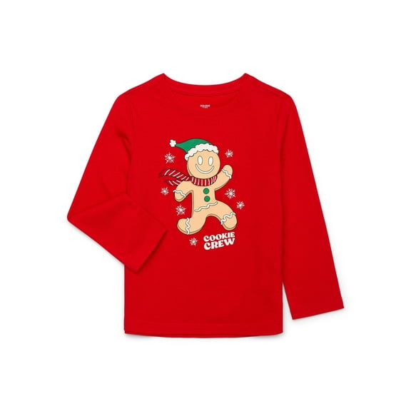 Holiday Time Christmas Toddler Graphic Tee with Long Sleeves, Sizes 12M-5T