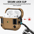 thumbnail image 2 of VEEkI For AirPods 3rd Generation Case with Secure Lock Clip Rugged AirPods 3 Case with Keychain Men Women, AirPods 3 Cover Full Body Shockproof Hard Shell（Brown）, 2 of 5