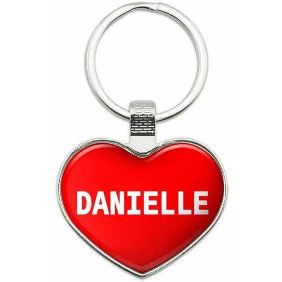 Danielle - Names Female Metal Heart Keychain Key Chain Ring, Multiple Colors Available