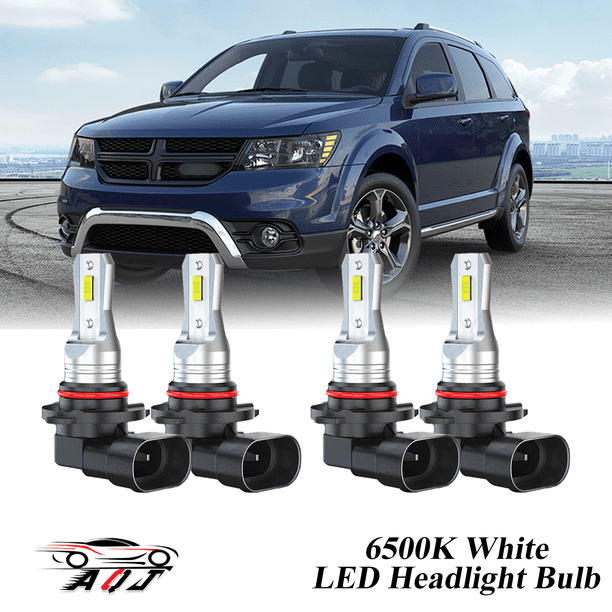 Compatible con Dodge Journey 2009-2020 Kit de bombillas LED para faros (combo de luz alta y baja) (Paquete de 4), blancas 6500K 10,000LM súper brillantes, plug and play