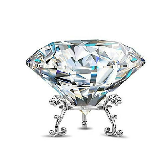 Adwikoso 3.15 inch Large Crystal Diamond Paperweight with Stand Jewels Wedding Decorations Centerpieces Home Decor
