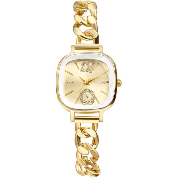 Square Cuban Bracelet Watch for Women: Dainty Cubic Zirconia Rectangular Dial Analog Quartz Wrist Watch Adjustable Business Casual Ladies Watch