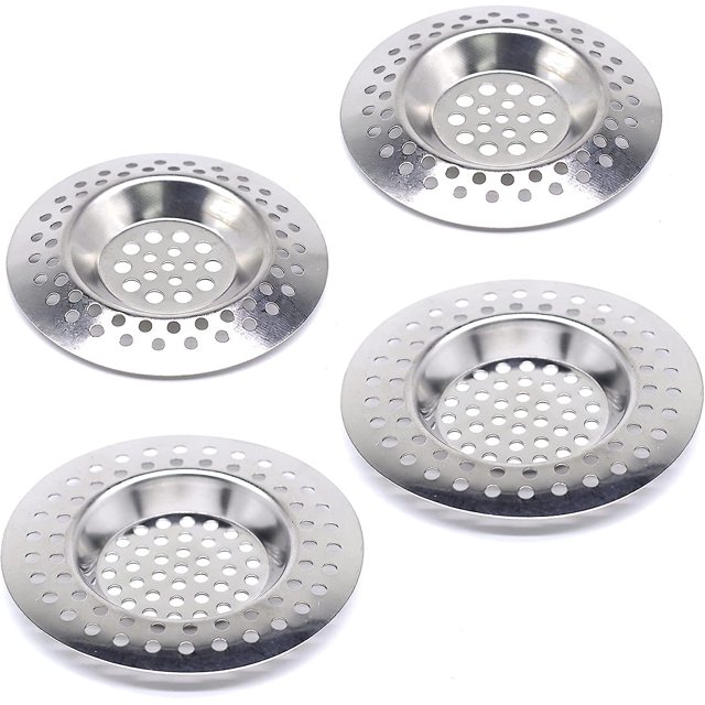 Tapón de colador de fregadero de cocina de acero inoxidable, juego de 4 protectores de drenaje de colador estándar, tamiz de fregadero