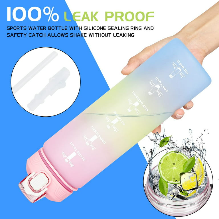 1L Water Bottles Big Water Bottle with Straw Travel Water Bottle with Time  Marker Motivational Sport…See more 1L Water Bottles Big Water Bottle with