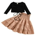 thumbnail image 1 of Enfants Bébé Petite Fille Jupe Tenue Col Rond Manches Longues Tops Puff Plissé Automne Jupe Longue Ensembles, 1 of 6