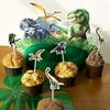 Decorlife 224PCS Dinosaur Decorations for Birthday Party, Dinosaur Party Supplies for 24, Birthday Plates, Kids Knives Forks and Spoons Bulk, Party Banner, Centerpiece, Cupcake Toppers, Palm