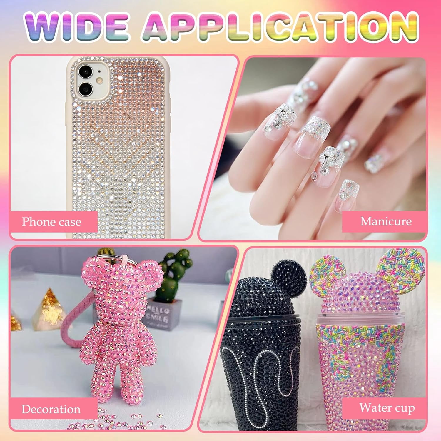 32000pcs Colorful DIY Resin Rhinestone Kit, Resin Jelly Rhinestones for Bedazzling, Multicolor Flatback Gems for Diamond Art 3Pcs Jewelry Glue for Bedazzled Nail Art