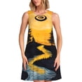 thumbnail image 1 of Easygdp Sunset River Pine Trees para Vestido Transpirable de Mujer, Vestido Suelto de Manga Corta con Pliegues y Bolsillos para el Verano, 1 of 7