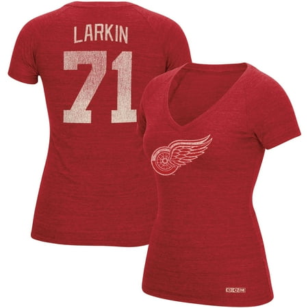 Tomas Holmstrom Detroit Red Wings - Dylan Larkin Detroit Red Wings CCM Women's Name & Number V-Neck T-Shirt - Red