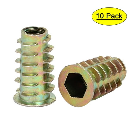 

M8x25mm Interface Hex Socket Threaded Insert Nuts 10pcs for Wood Furniture