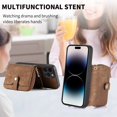 thumbnail image 4 of SaniMore for iPhone 15 (6.1 inch 2023) Case,Wear-resistant PU Leather Skin + Zipper Purse Card Slots Removeable Crossbody Lanyard Stand Shell Shockproof Anti-scratch Drop-resistant, Brown, 4 of 10